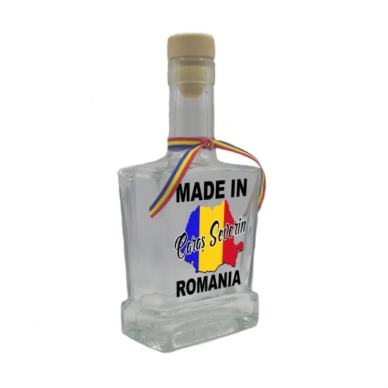 Made in caras severin romania, sticla cu mesaj plata, 500 ml, model divgs179 06 10